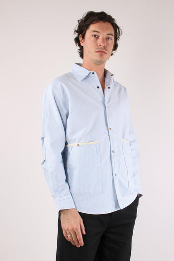 Giacca Camicia Riga Bianco/blu - 6