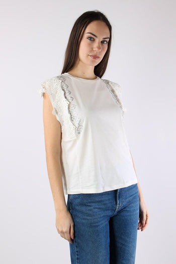 Canotta Inserto Macrame Bianco Lana - 6
