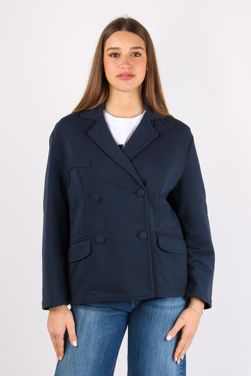 Giacca Doppiopetto Squadrata F Blu