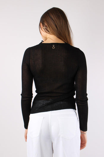 Ling Cardigan Inserto Pizzo Black - 4