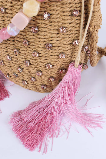 Secchiello Paglia Strass Pink - 8