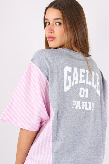 T-shirt Inserto Camicia Grigio Melange - 6