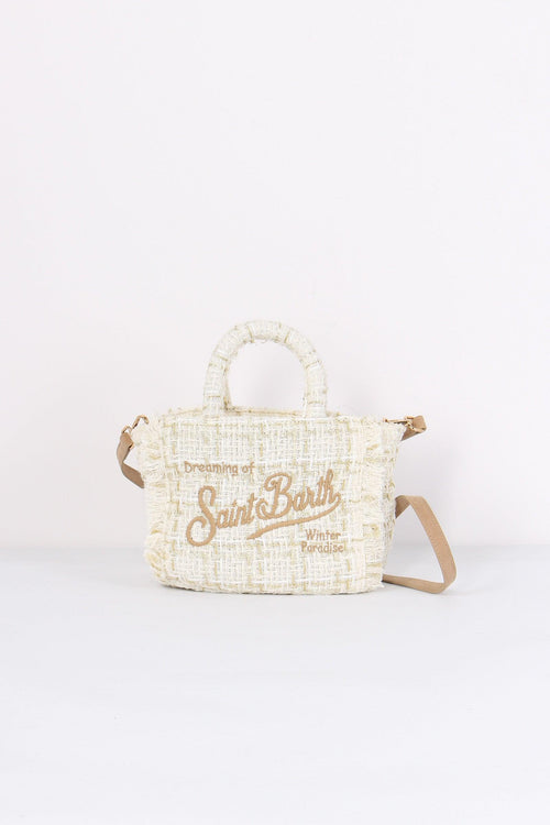 Shopping Mini Scritta Tweed White