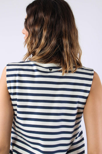 Multih T-shirt Smanicata Riga Ecru/blu - 7