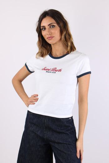 T-shirt Profilo Contrasto Bianco/blu - 2