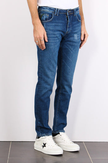 Denim Tapered Fit Rotture Denim Medio - 4