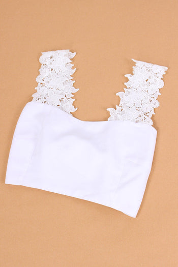 Top Corto Spalline Macrame Bianco - 3