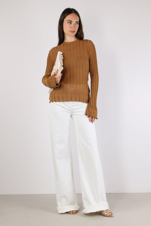 Maglia Girocollo Lurex Cammello