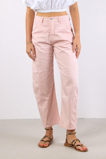 Pantalone Barrel Tessuto Legge Rosa - 2