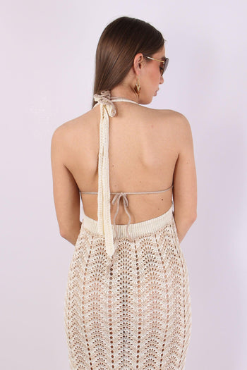 Abito Lungo Macrame Beige - 7
