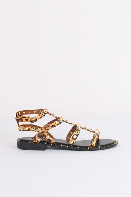 Sandalo Schiava Borchie Leopard