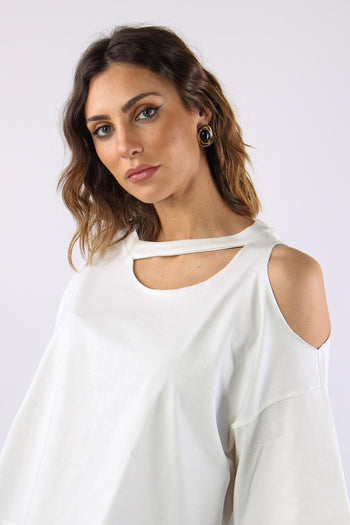 T-shirt Cut Out Panna - 8