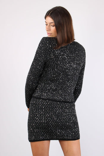 Cardigan Strass Black Silver Sequins - 3