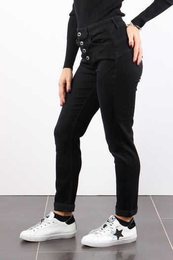 Jeans Monroe Bottoni Gioiello Denim Nero - 6