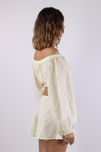Top Sangallo Inserto Paillettes Ecru - 6