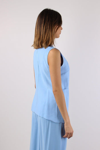 Gilet Asimmetrico Misto Viscos Azzurro - 6