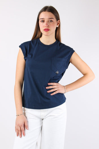 T-shirt Smanicata Taschino Blu Navy - 2