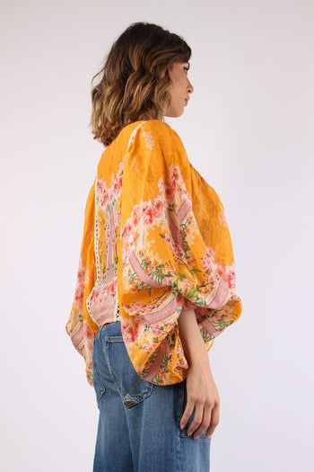Camicia Cropped Manica Ampia Arancio - 7