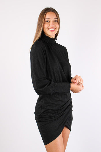 Abito Corto Incrocio Lurex Nero - 6