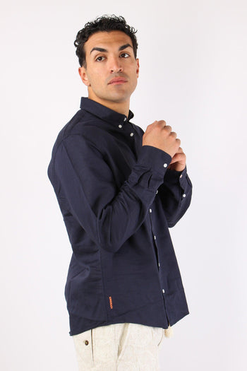 Camicia Basica Lino Navy Blue - 4