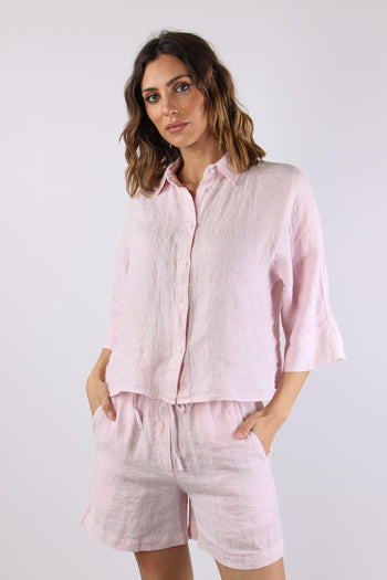 Camicia Cropped Manica 3/4 Rosa - 2