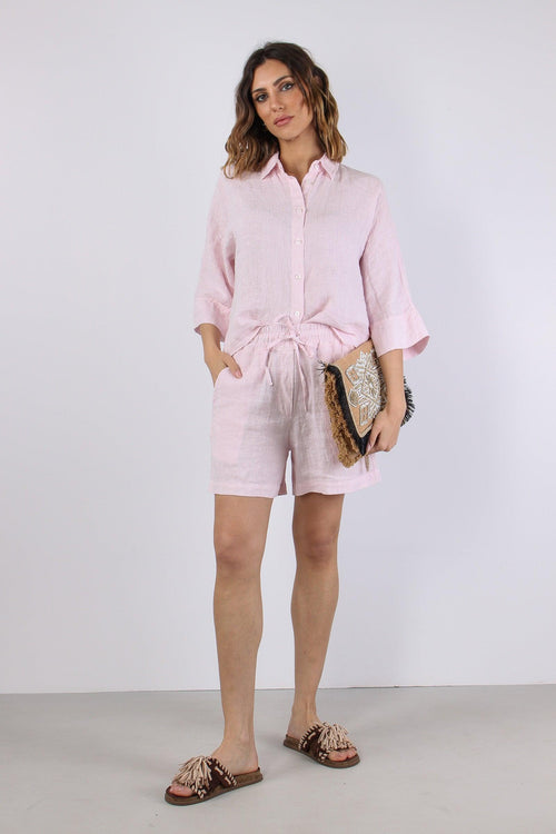 Camicia Cropped Manica 3/4 Rosa