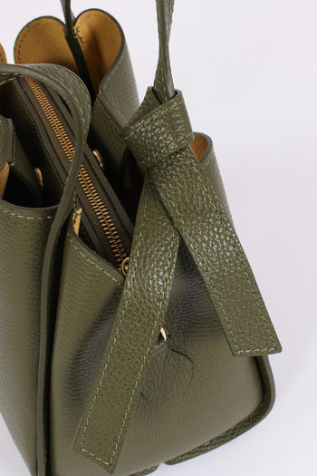 Mini Shopping Fiocco Vera Pell Militare - 8