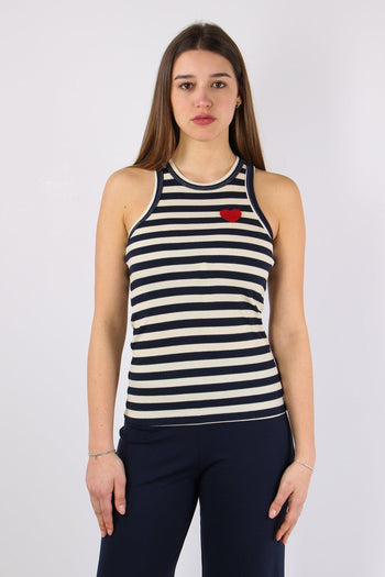 Canotta Costina Patch Cuore Blu/panna - 2