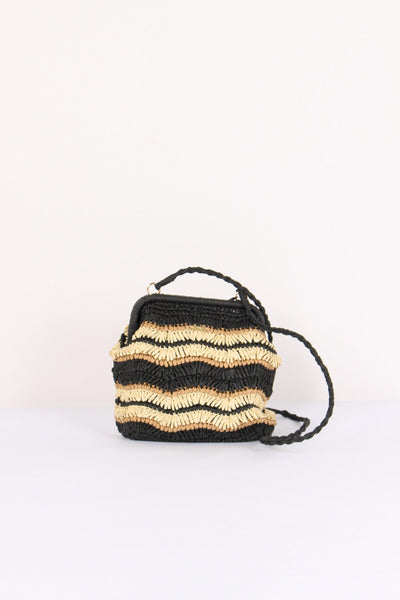 Pochette Paglia Rigida Riga Nero