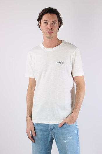 T-shirt Cotone Fiammato Logo Patch Alabastro - 2