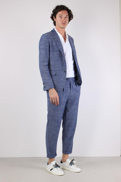 Pantalone Misto Lino Blu