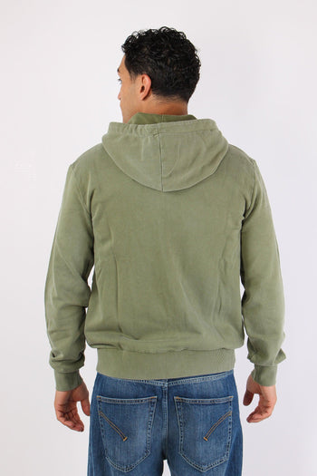 Felpa Zip Cappuccio Lavata Verde - 4
