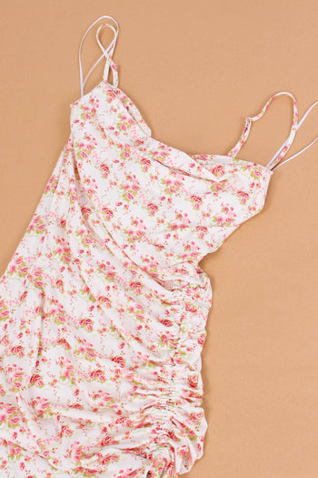 Abito Arriccio Fantasia Fiori Bianco - 6