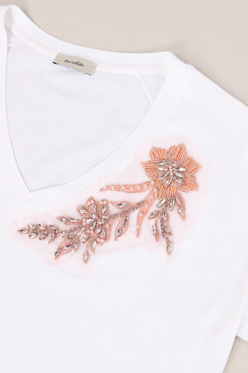 T-shirt Scavo V Applicazione F Bianco - 8