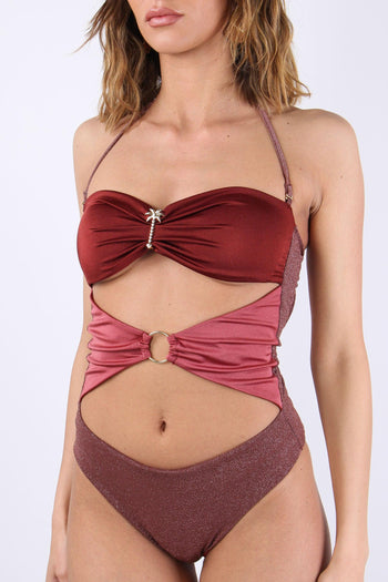 Costume Intero Lurex Aperture Amaranto - 8