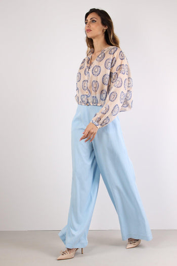 Pantalone Palazzo Misto Viscos Polvere - 5