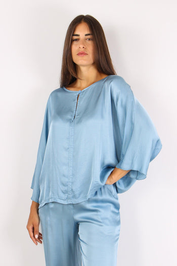 Blusa Effetto Raso Azzurro - 2