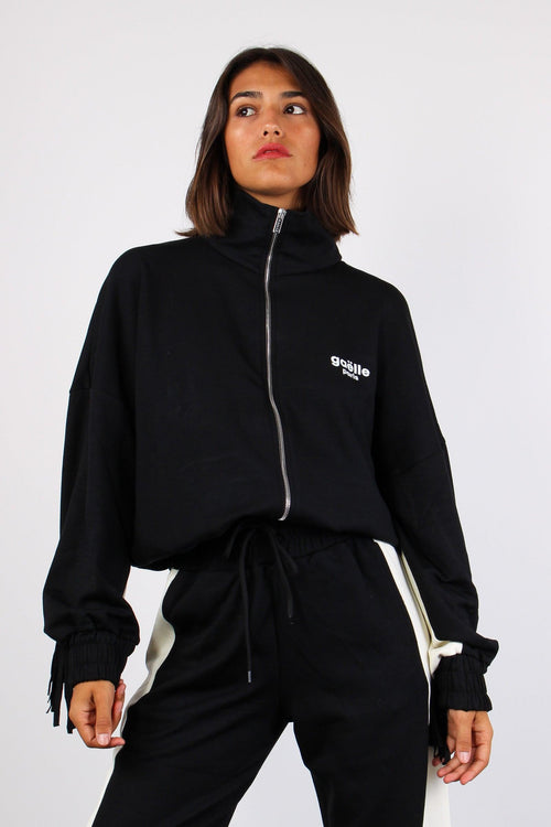 Felpa Full Zip Frange Nero/off White