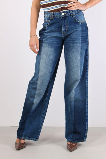 Jeans Banda Contrasto Blu - 2