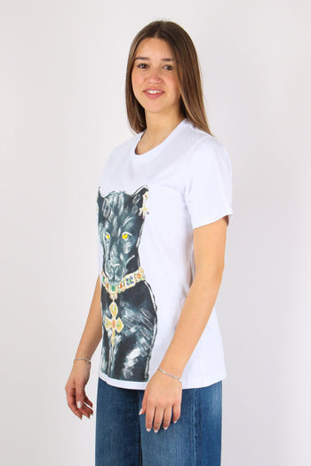T-shirt Stampa Pantera Bianco Ottico - 3