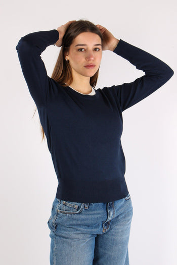 Maglia Girocollo M/l Viscosa Blu - 7