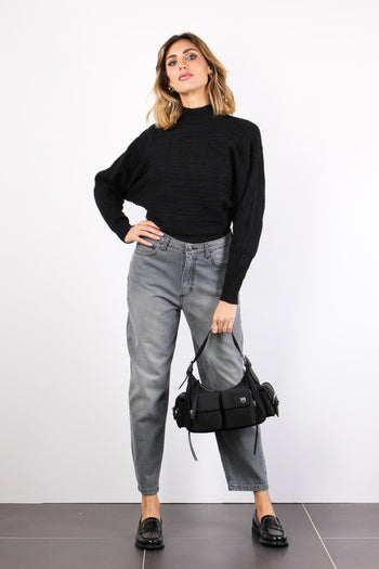 Maglia Treccia Cropped Nero - 4