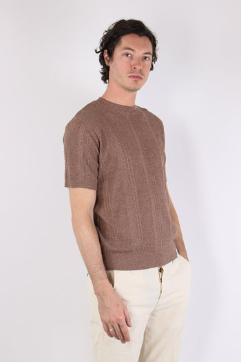 T-shirt Cotone Lavorato Tabacco - 7