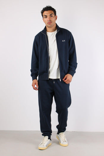 Felpa Full Zip Collo In Piedi Navy Blue - 3