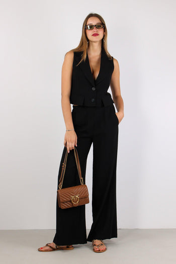 Gilet Cropped Misto Viscosa Nero - 6