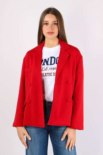 Giacca Doppiopetto Squadrata F Rosso - 6