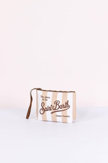 Aline Pochette Righe Beige/bianco - 2