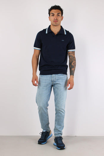 Polo Derby Filo Riga Contrasto Navy Blue - 5