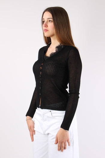 Ling Cardigan Inserto Pizzo Black - 6