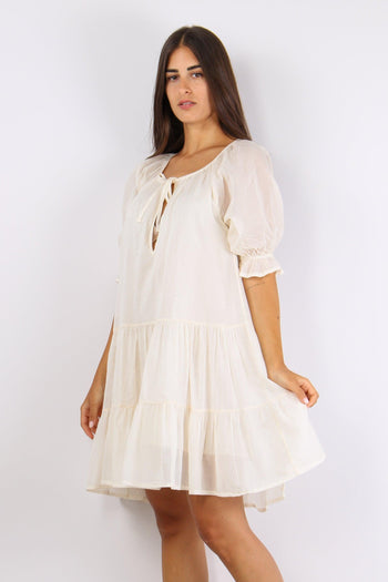 Abito Balze Voile Panna - 4